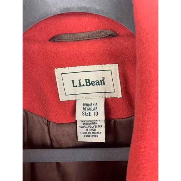 L.L. Bean Thinsulate Wool Cashmere Double Breasted Peacoat Womens Size 10 Orange - Picture 4 of 10